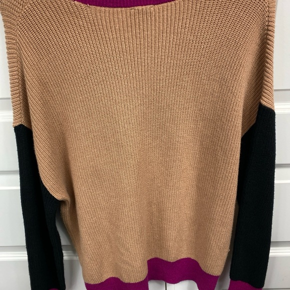 Relaxed Sweater Lagen Over Sized Crewneck  Long Sleeved Color Block XS Extra SM - Picture 6 of 6